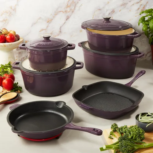 Miniatura 4 de BergHOFF Olla de hierro fundido Neo con tapa, morado, 8 cuartos de galón.