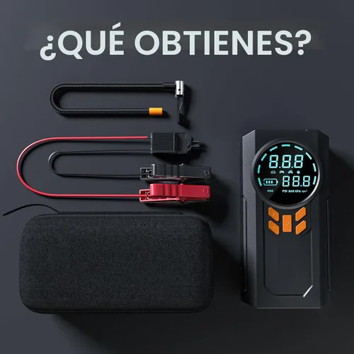 Miniatura 7 de Arrancador con compresor de aire, batería de 5000 A 160 PSI portátil (9.0 gas/8.0L diesel), batería de coche de 12 V con cables de puente