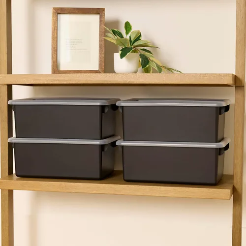 Miniatura 9 de Cubby - Contenedores de almacenamiento con tapas, paquete de 10 contenedores organizadores de plástico apilables para despensa, oficina, garaje