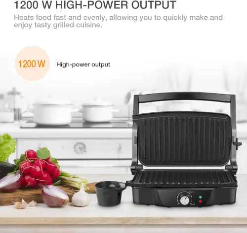 Miniatura 3 de Panini Maker, ISILER - Parrilla de prensa Panini de 2 rebanadas, sándwiches eléctricos antiadherentes, abre 180 grados para cocinar aperitivos