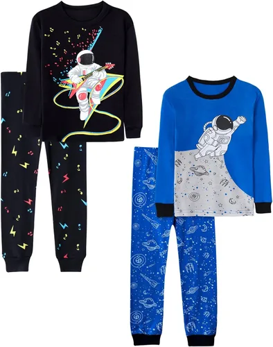 Miniatura 6 de Pijamas de algodón de 4 piezas para niños, conjunto de pijamas de Navidad y Halloween para niños
