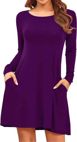 Miniatura 2 de HiMONE Vestido suelto casual de verano de manga larga con cuello redondo para mujer 2023