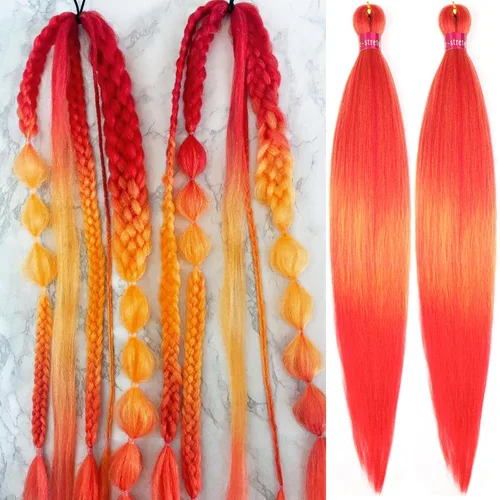 Miniatura 18 de Cabello trenzado verde con lentejuelas de 26 pulgadas, preestirado, trenzas de textura Yaki, extensiones de cabello pre plumadas, 3 paquetes, fácil