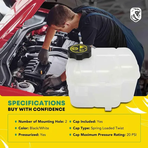 Miniatura 2 de YHTAUTO Tanque de expansión de depósito de desbordamiento de recuperación de refrigerante del motor con tapa presurizada para Chevrolet Cruze 10-16