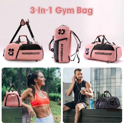 Miniatura 6 de Bolsa de gimnasio para mujeres y hombres, bolsa de lona para hombres con compartimento para zapatos, bolsas de lona deportivas para mujeres