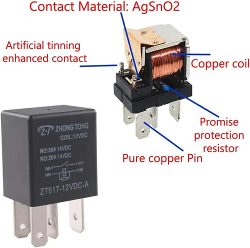 Miniatura 4 de Enchufe para relé de auto, de E Support™, de 12 V, 30 A, 40 A, 60A, 80A SPST y SPDT 30A 4Pin SPST