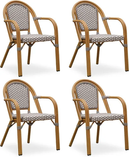 Miniatura 43 de PURPLE LEAF Juego de 2 sillas francesas de mimbre de aluminio, mimbre tejido a mano, sillas de comedor al aire libre para patio, cocina, jardín