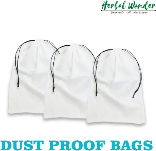 Miniatura 5 de Herbal Wonder S - (12 x 17 pulgadas) Juego de 3 bolsas de almacenamiento de algodón transpirable a prueba de polvo con cordón
