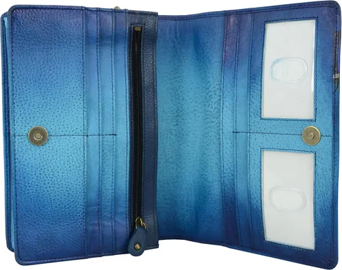 Miniatura 3 de Anna by Anuschka - Cartera de piel pintada a mano con dos pliegues en una cuerda