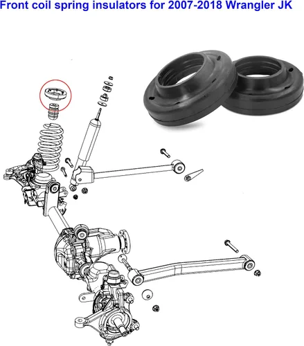 Miniatura 4 de Aisladores de muelle helicoidal delanteros Sheisor, aisladores de muelle helicoidal delanteros superiores compatibles con Jeep Wrangler JK JKU