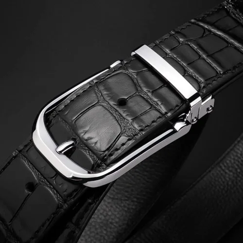 Miniatura 4 de IMQSQIK Cinturones de vestir de cuero genuino para hombres, 1.38 pulgadas, diseño moderno y clásico para el trabajo, negocios y casual