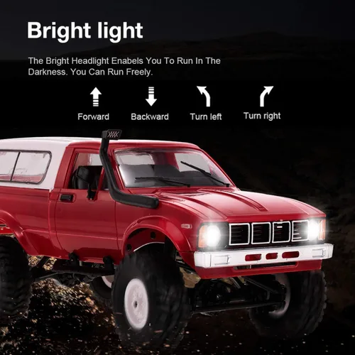 Miniatura 8 de Camión RC WPL C24 RC Crawler escala 1/16 4x4 RC Rock Crawler todo terreno todoterreno Pickup Truck RTR Control remoto LED proporcional acelerador