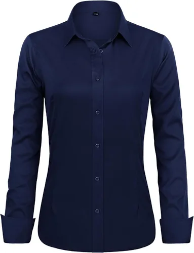 Miniatura 21 de J.VER - Camisas de vestir para mujer, diseño de manga larga, con botones, antiarrugas, blusa de trabajo unicolor