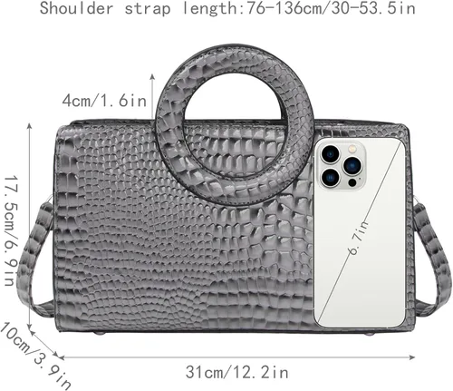Miniatura 25 de ZLMBAGUS - Bolso de mano para mujer, diseño vintage con solapa y asa, de piel sintética, para llevar al hombro