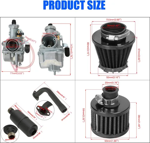 Miniatura 6 de YOXUFA Carburador 212cc VM22 Kit de Silenciador de Escape Etapa 2 de Reemplazo para Motor Predator 224cc 196cc 200cc 6.5hp Coleman CT200U BT200X