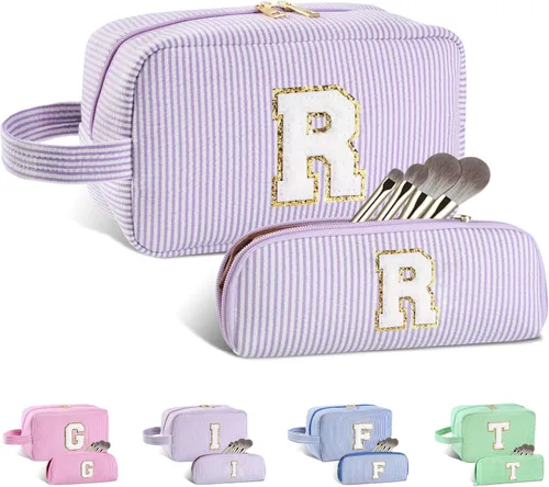 Miniatura 9 de Regalos personalizados para mujeres, bolsa de maquillaje con inicial, bolsa de maquillaje de viaje, bolsa de cosméticos, bolsa de artículos