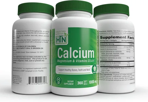 Miniatura 5 de Health Thru Nutrition Calcio 1000 mg y magnesio 400 mg con vitamina D3 y K 360 cápsulas blandas (suministro para 4 meses)