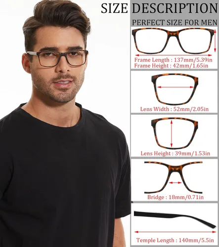 Miniatura 3 de Gafas de lectura con bloqueo de luz azul para hombres, paquete de 4 elegantes lectores de computadora con bisagras de resorte, filtro Paquete de 4