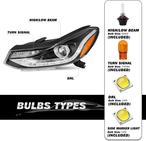 Miniatura 2 de SOCKIR Tipo de Proyector para Chevy Trax 2017-2022 Conjunto de Faros Proyectores con LED DRL Reemplazo Estilo de Fábrica Lado Izquierdo del Lado