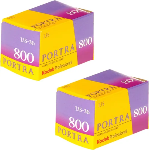 Paquete de 2 Kodak 145 1855 Portra 800 película profesional de color negativo (ISO 800) 35 mm 36 exposiciones