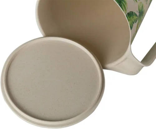 Miniatura 6 de Jarra de agua con tapa y 4 tazas de fibra de bambú para beber patrón de hojas para interior y exterior