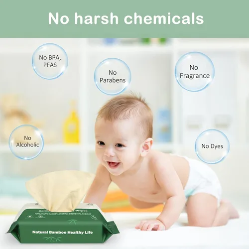 Miniatura 4 de Toallitas desechables de bambú, seguras para sépticas, suaves y relajantes, botánicos y aloe, sin perfume, ecológicas, toallitas desechables a base