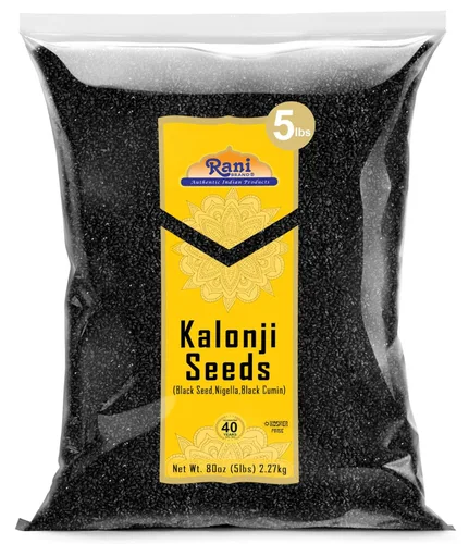 Rani Kalonji (semillas negras, nigella sativa, comino negro) 80 onzas (5 libras) 5.0 lbs a granel ~ Todo natural | Apto para gluten | Sin OMG |