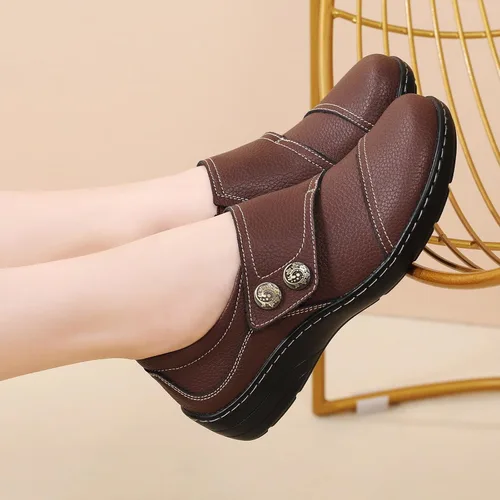Miniatura 5 de Mocasines Penny y zapatos sin cordones para mujer, zapatos planos de cuero para conducir, cómodos zapatos de trabajo para caminar