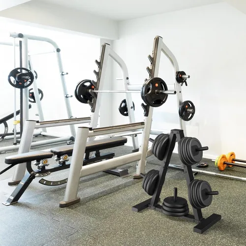 Miniatura 4 de Estante para platos de peso, árbol de pesas, soporte de almacenamiento para gimnasio en casa, soporta 300 libras 1 pulgada negro