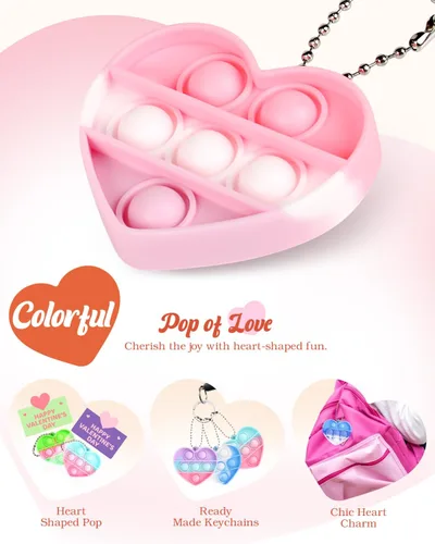 Miniatura 6 de Paquete de 32 juguetes para ansiedad y tarjetas prellenadas para el día de San Valentín para el aula de los niños, mini juguetes