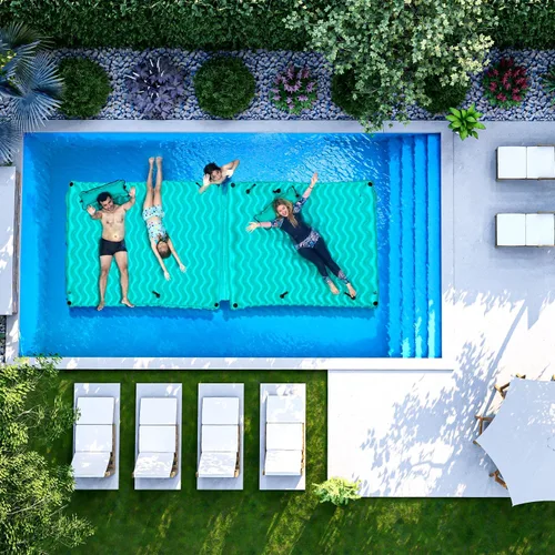 Miniatura 8 de Alfombra flotante inflable gigante mejorada 2025 - Flotador de piscina para adultos con hamaca para piscina, piscina, playa, lago para fiesta 2-Verde