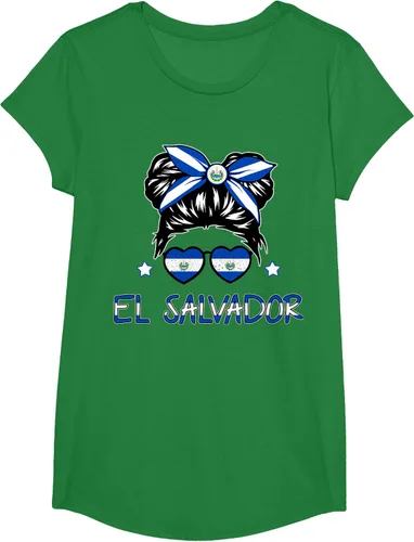 Miniatura 32 de Camiseta de El Salvador para Niñas Bandera Patrimonio Hispano Salvadoreño