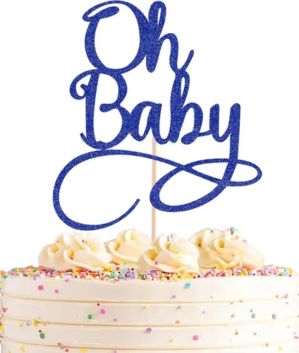 Miniatura 8 de Oh Baby Cake Topper – Suministros de decoración de pastel de fiesta de cumpleaños con purpurina negra, para baby shower/revelación de género, fiesta