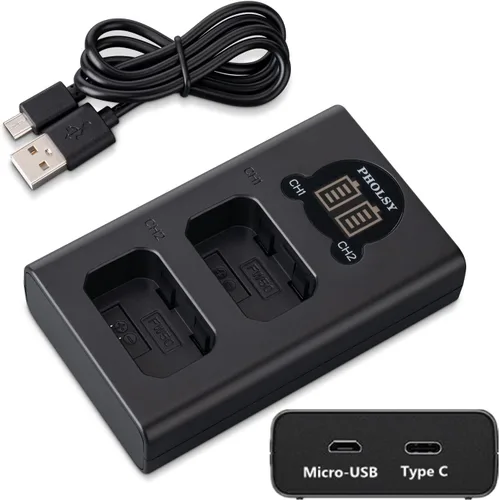 Miniatura 8 de Cargador de batería NP-FZ100, cargador de batería para cámara PHOLSY NP-FZ100, cargador USB dual BC-QZ1 para batería NP-FZ100 compatible con cámara