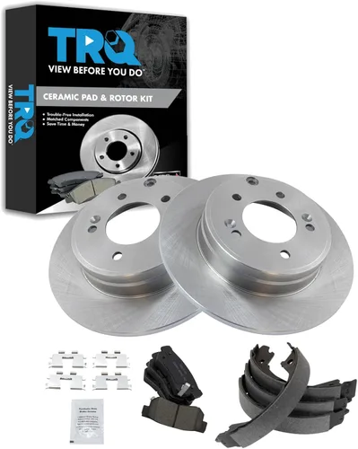 Miniatura 15 de TRQ Kit de pastillas de freno y rotor Posi trasero premium con zapatas de estacionamiento para camión GM SUV