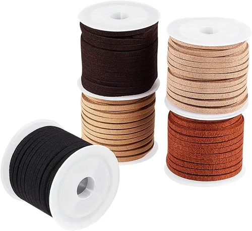 PandaHall Elite 5 rollos de piel sintética, gamuza, terciopelo de 3 mm 5.5 yardas por paquete, 5 colores combinados
