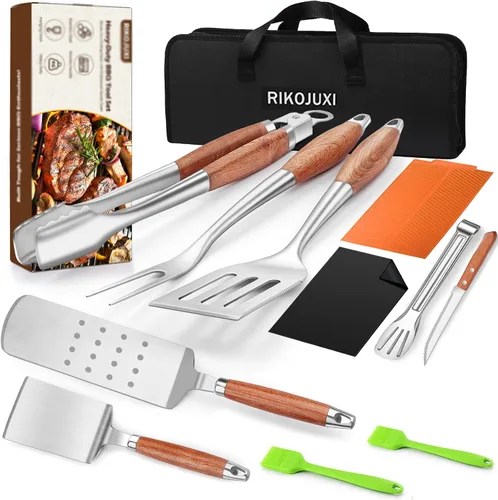 Juego de accesorios para parrilla de 16 pulgadas, herramientas de accesorios para barbacoa de acero inoxidable resistente y accesorios para parrilla