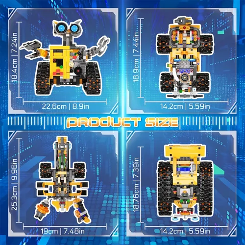 Miniatura 7 de Kit de construcción de robot Demkia para niños y adultos, kit de robótica RC recargable 4 en 1 con control remoto y aplicación, juguetes