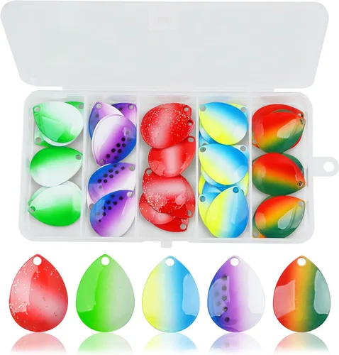 OROOTL Spinner Blades for Lure Making, 50pcs Colorado Blades DIY Fishing Lure Making Supplies Mix Colors Fishing Spoons for Inline Spinnerbait
