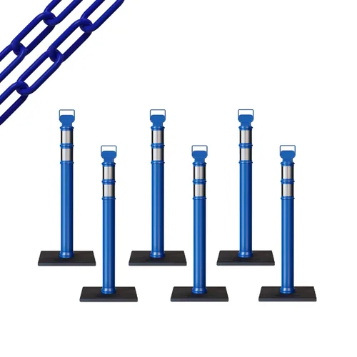 Miniatura 22 de Trafford Industrial - Paquete de 6 postes de delineador de 45 pulgadas, collares reflectantes de 3 pulgadas, base de goma de 10 libras