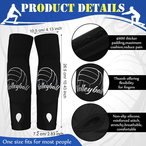 Miniatura 2 de Yinder 4 piezas de rodillera de voleibol y manga para brazo Accesorios de voleibol Incluye funda para el antebrazo, codera, guardamuñeca