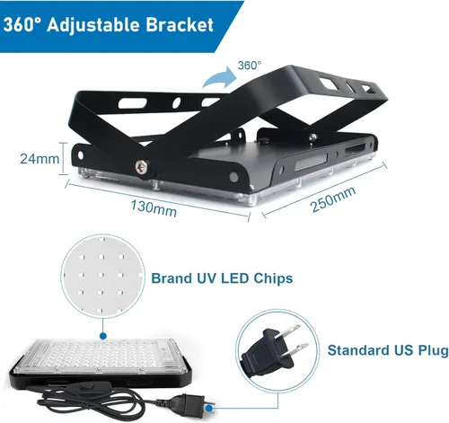 Miniatura 3 de Luces Negras de 100W, Luz de Inundación de Luz Negra con Enchufe e Interruptor, para Fiesta Fluorescente, Halloween, Póster Fluorescente