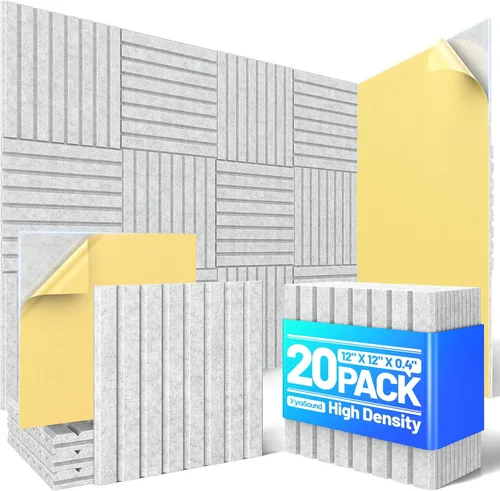 Miniatura 21 de Paquete de 12 paneles de espuma a prueba de sonido para paredes, paneles acústicos con listones autoadhesivos de 12 x 12 x 0.4 pulgadas, panel