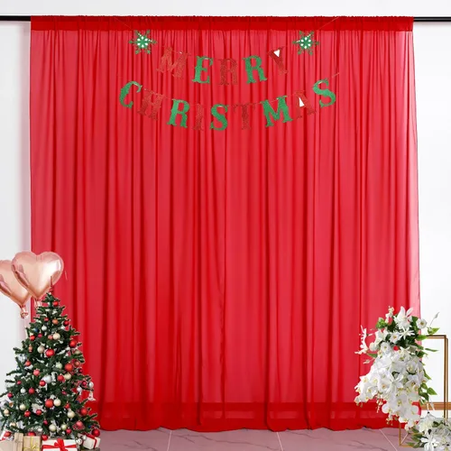 Miniatura 36 de DUOBAO Cortina de gasa rosa, 2 paneles de 29 x 96 pulgadas, cortinas de telón de fondo de boda, cortinas de playa transparentes para sala de estar