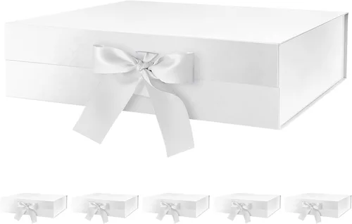 Miniatura 14 de GREEN BEAN Caja de regalo grande con tapa para regalo de 13 x 9.7 x 3.4 pulgadas, caja magnética azul bebé con cinta, propuesta de dama de honor