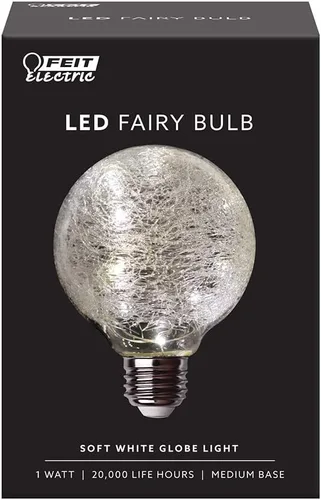 Miniatura 2 de Feit Electric FY/G25/SW/CR/LED 1W Bombilla LED G25 de Vidrio de Grieta de Hadas Mágica Decorativa, 12.4 cm x 7.9 cm, Luz Blanca Suave de 2700K