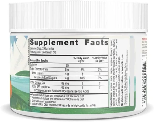 Miniatura 2 de Nordic Naturals Gomitas Nordic Omega-3, mandarina, 60 gomitas – 82 mg de Omega-3 total con EPA y DHA – Sin OMG – 30 porciones