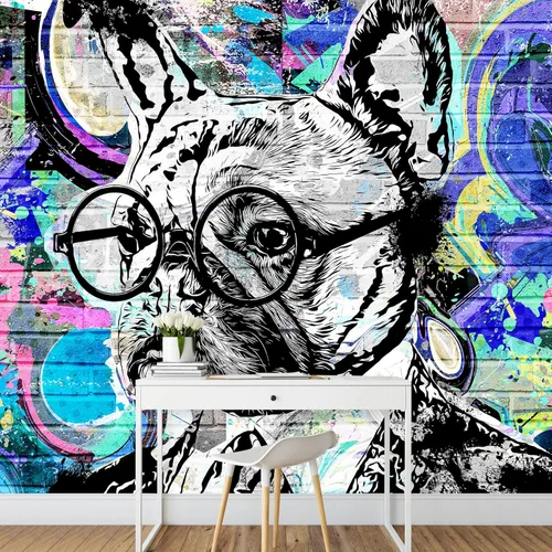Miniatura 3 de wall26 Adhesivo de pared extraíble/mural de pared, traje de negocios, gafas de perro, pintura en aerosol, graffiti y arte callejero, paisaje urbano