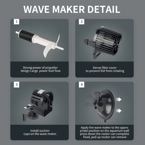 Miniatura 3 de UPETTOOLS Bomba de circulación sumergible para acuario 6340 GPH – Cabezal de alimentación ajustable de 360° para peceras – Bomba de agua de alta