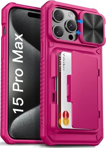 Miniatura 21 de Vihibii Funda para iPhone 13 Pro Max/iPhone 12 Pro Max con tarjetero (4 tarjetas) [bloqueo RFID] y cubierta de cámara deslizante, protección contra